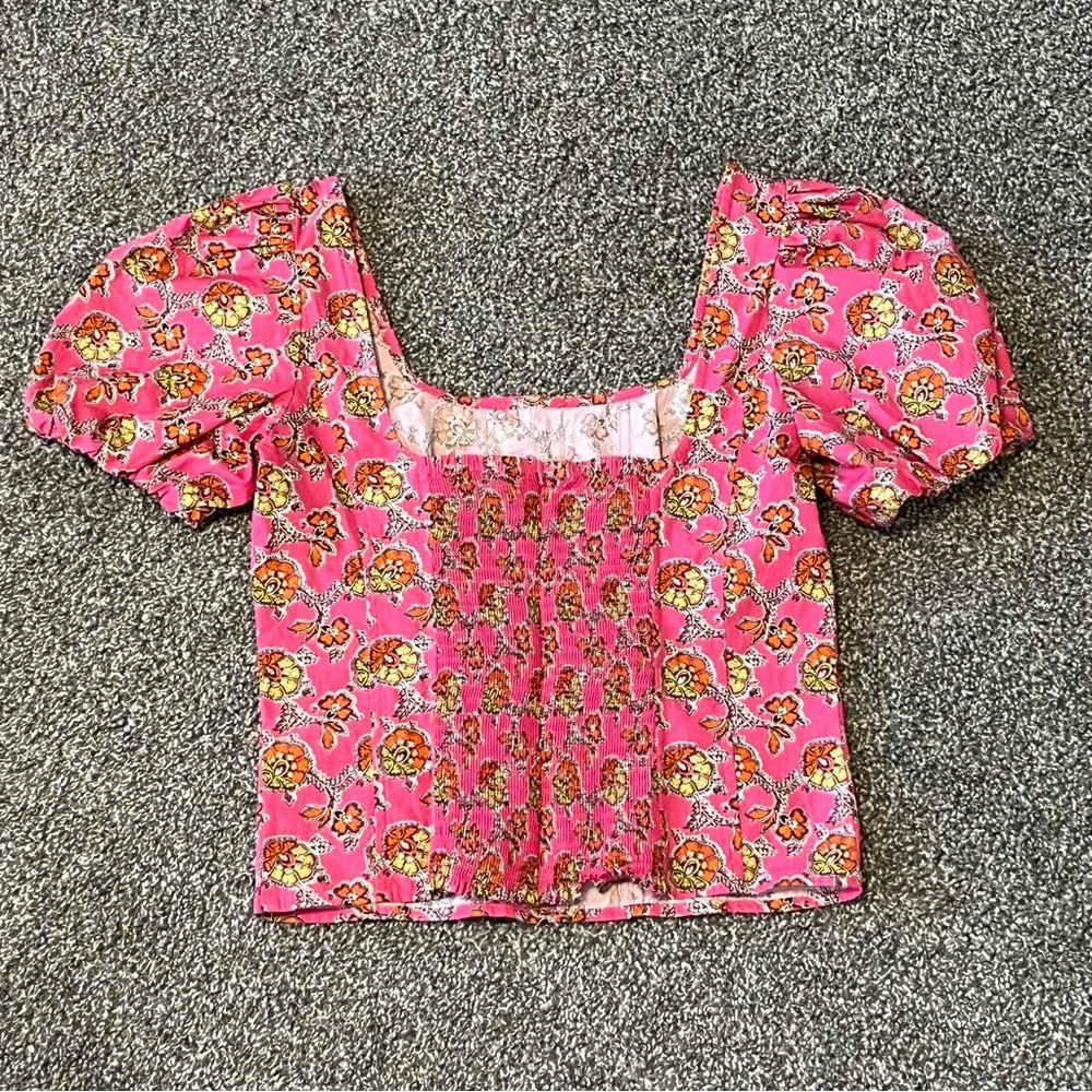J. Crew Pink Floral Puff Sleeve Blouse Size 0